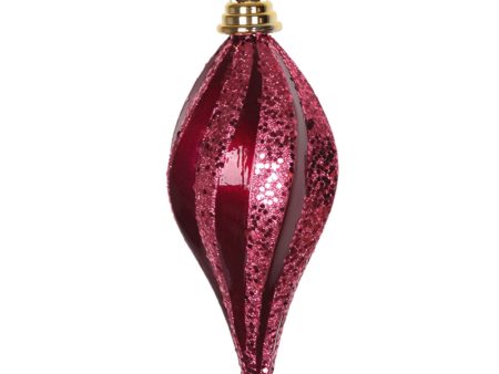 2Pk. Vickerman 8 in. Fuchsia swirl Candy Glitter Drop Christmas Ornament Cheap