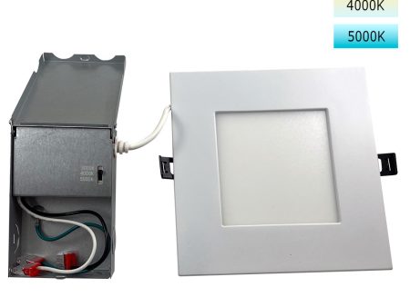 6in 14W LED Square Downlight 3K 4K 5K Selectable CCT Low Profile Dimmable - 65W Replacement For Sale