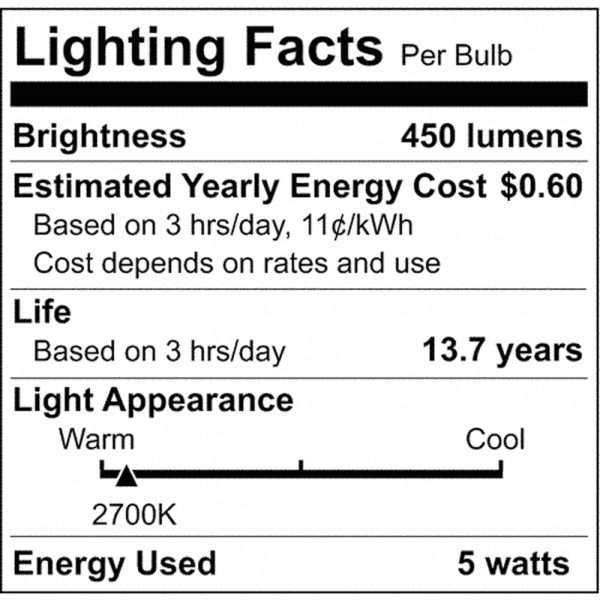 Satco 5w LED Bulb A19 Clear Finish 2700K 90 CRI 120 Volt - 40w-equiv Hot on Sale