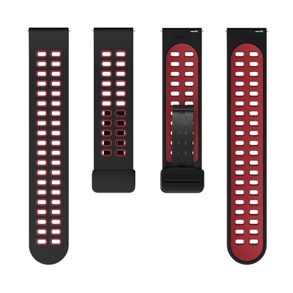 20mm Universal dual color silicone strap with black buckle - Black   Red Cheap