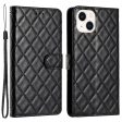 Functional rhombus wallet case for iPhone 14 - Black Sale