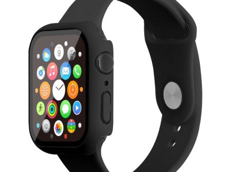 Apple Watch (45mm) silicone watch strap + cover with tempered glass - Black   Size: M   L on Sale