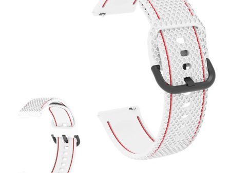 20mm Universal line design silicone watch strap - White   Red For Discount