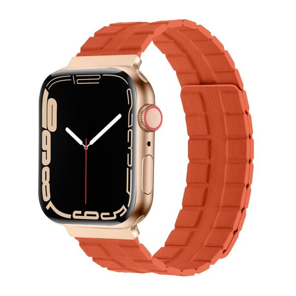 Apple Watch Series 8 (41mm) Genuine leather strap - Orange Hot on Sale