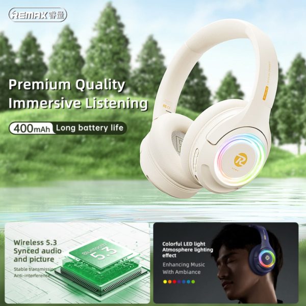 REMAX Bincorui Series Wireless Music Headphone RB-760HB - White For Sale