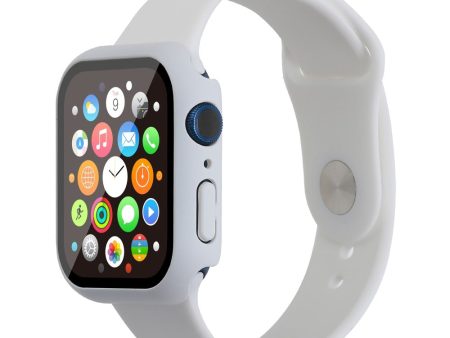 Apple Watch (45mm) silicone watch strap + cover with tempered glass - White   Size: M   L Supply