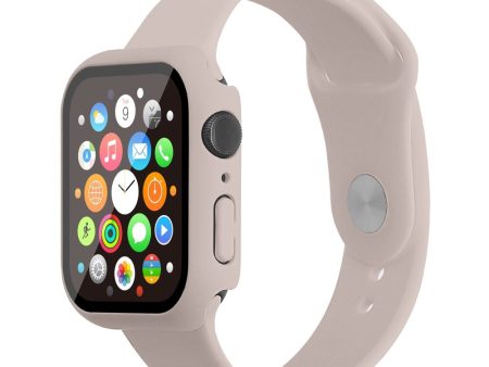 Apple Watch (45mm) silicone watch strap + cover with tempered glass - Apricot   Size: M   L Hot on Sale