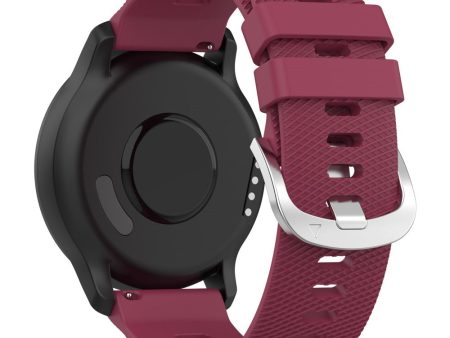 20mm cross stripe pattern silicone strap for Garmin watch - Wine Red Online now