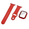 Apple Watch (45mm) silicone watch strap + cover with tempered glass - Red   Size: M   L Hot on Sale