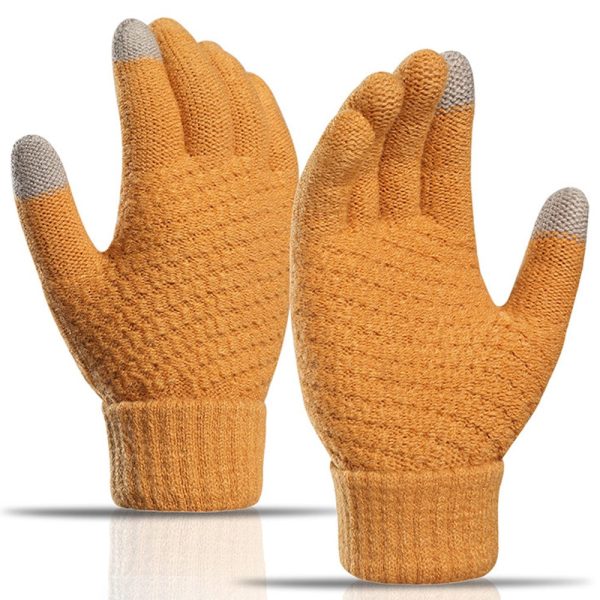 Y0042 Touchscreen Thermal Knit Gloves for Men Women - Yellow Online Sale