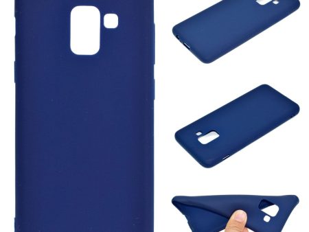 Solid Color Matte Soft TPU Mobile Casing for Samsung Galaxy A8 (2018) - Dark Blue Online Hot Sale