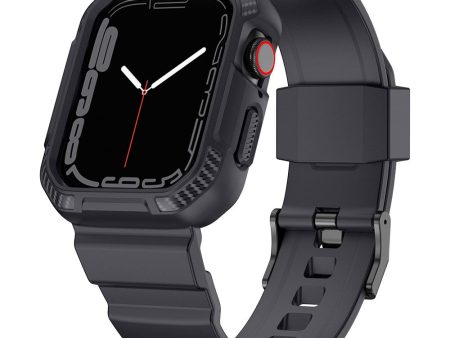 Apple Watch (41mm) carbon fiber style cover with watch strap - Dark Grey For Discount