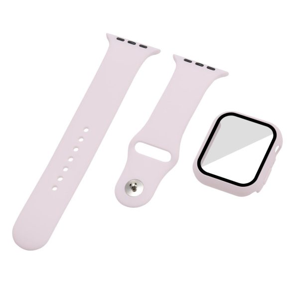 Apple Watch (45mm) silicone watch strap + cover with tempered glass - Lavender   Size: M   L Fashion