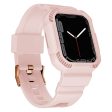 Apple Watch (45mm) carbon fiber style cover with watch strap - Pink For Sale