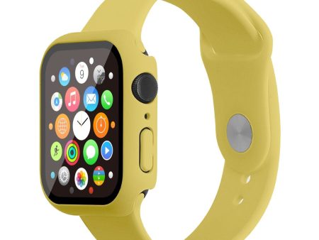 Apple Watch (45mm) silicone watch strap + cover with tempered glass - Yellow   Size: S   M Online Hot Sale