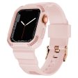 Apple Watch (45mm) carbon fiber style cover with watch strap - Pink For Sale