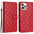 Functional rhombus wallet case for iPhone 13 Pro Max - Red Fashion