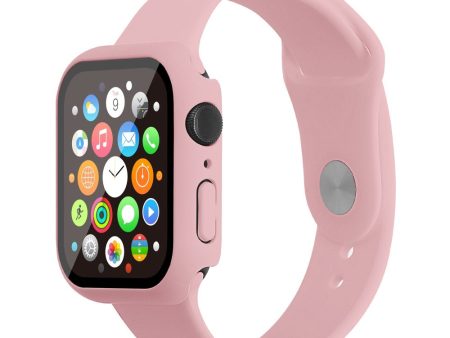 Apple Watch (45mm) silicone watch strap + cover with tempered glass - Light Pink   Size: S   M Online