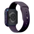 Apple Watch (45mm) silicone watch strap + cover with tempered glass - Dark Purple   Size: S   M Online now