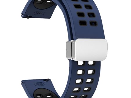 20mm Universal dual color silicone strap with silver buckle - Midnight Blue   Black on Sale