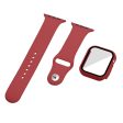 Apple Watch (45mm) silicone watch strap + cover with tempered glass - Dark Red   Size: M   L For Discount