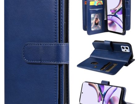 10-slot wallet case for Motorola Moto G23   G53   G13 - Blue Hot on Sale