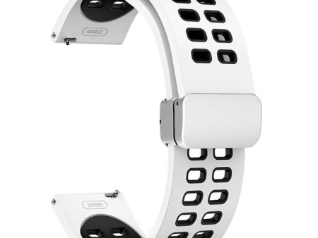 20mm Universal dual color silicone strap with silver buckle - White   Black Online Hot Sale