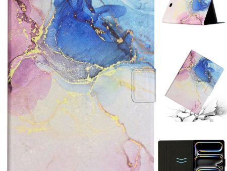 iPad Pro 11 (2024) Case Card Holder Stand Marble Pattern Tablet Leather Shell - Style C For Discount