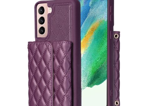 Stylish and versatile rhombus wallet cover for Samsung Galaxy S21 FE - Purple Online now