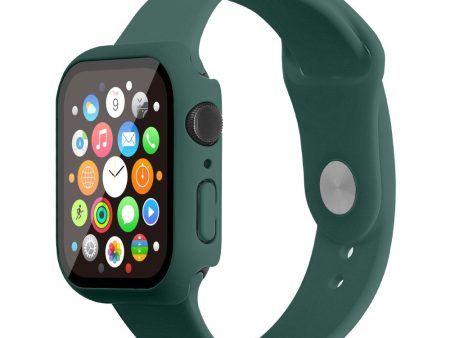 Apple Watch (45mm) silicone watch strap + cover with tempered glass - Olive Green   Size: S   M Online Hot Sale