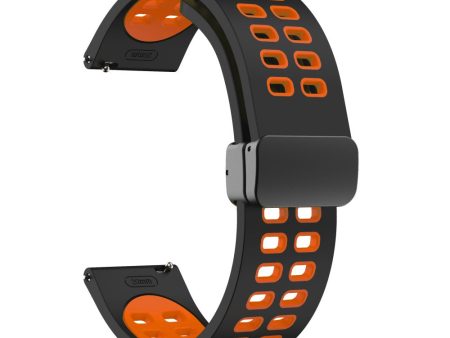 20mm Universal dual color silicone strap with black buckle - Black   Orange Supply