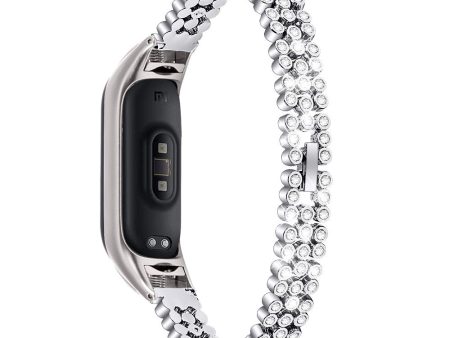 Xiaomi Smart Band 8 rhinestone décor stainless steel strap - Silver Online now