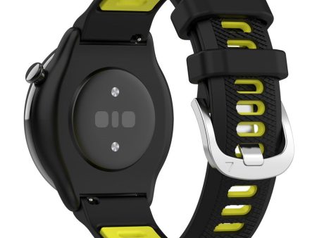 18mm Universal dual color cross strip silicone strap - Black   Lime For Discount