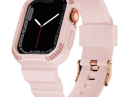 Apple Watch (41mm) carbon fiber style cover with watch strap - Pink Fashion