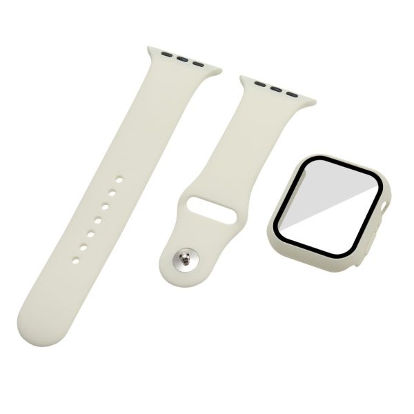 Apple Watch (45mm) silicone watch strap + cover with tempered glass - Antique White   Size: M   L For Cheap