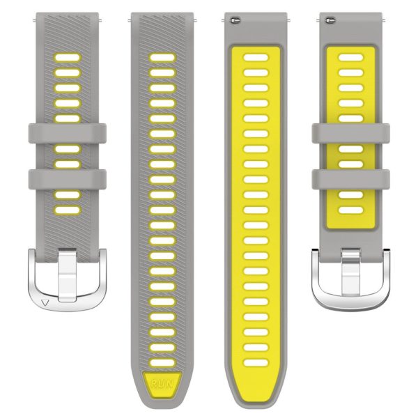 18mm Universal dual color cross strip silicone strap - Grey   Yellow Sale