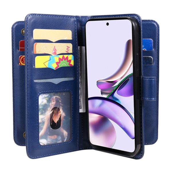 10-slot wallet case for Motorola Moto G23   G53   G13 - Blue Hot on Sale