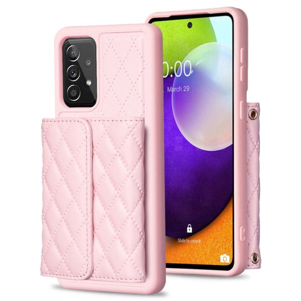 Stylish and versatile rhombus wallet cover for Samsung Galaxy A52s 5G   A52 5G   A52 - Pink Online now