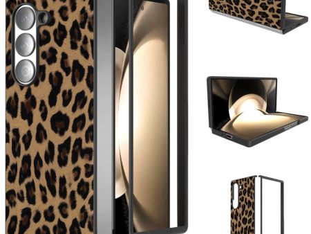 ABEEL Samsung Galaxy Z Fold6 5G Case Leopard Pattern PU and Bump Resistant Phone Cover - Champagne Gold Online Hot Sale