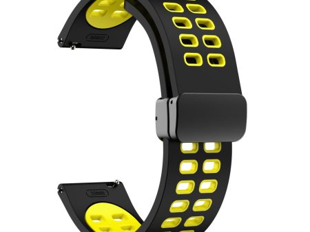 20mm Universal dual color silicone strap with black buckle - Black   Yellow Cheap