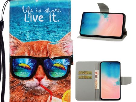 Wonderland Samsung Galaxy A71 flip case - Cat with Glasses on Sale