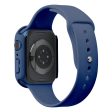 Apple Watch (45mm) silicone watch strap + cover with tempered glass - Dark Blue   Size: S   M Online