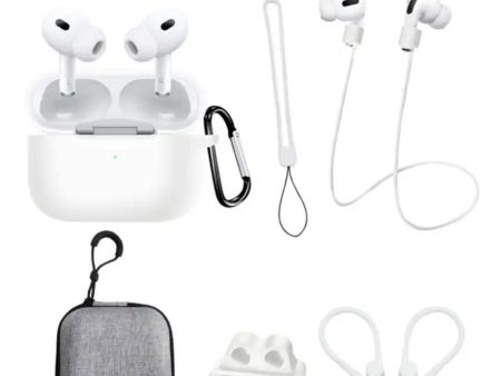 AirPods Pro 2 silicone cover with storage bag and accessories - White Sale