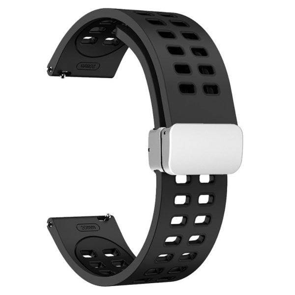 20mm Universal dual color silicone strap with silver buckle - Coal Black   Black For Sale