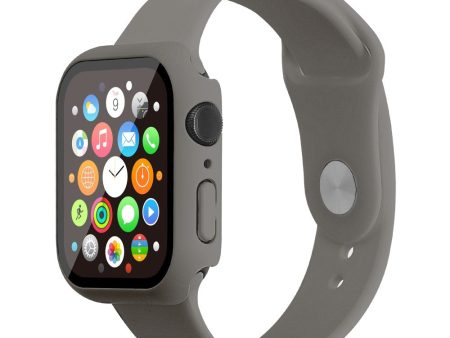 Apple Watch (45mm) silicone watch strap + cover with tempered glass - Grey   Size: M   L on Sale