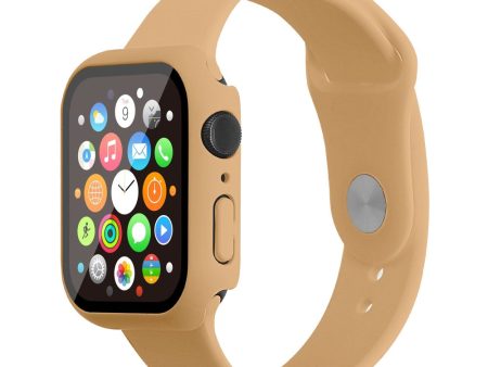 Apple Watch (45mm) silicone watch strap + cover with tempered glass - Khaki   Size: S   M Cheap