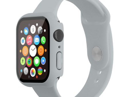 Apple Watch (45mm) silicone watch strap + cover with tempered glass - Light Grey   Size: M   L Online Hot Sale