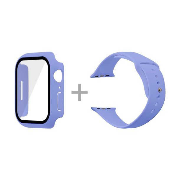 Apple Watch (45mm) silicone watch strap + cover with tempered glass - Lilac   Size: S   M Supply