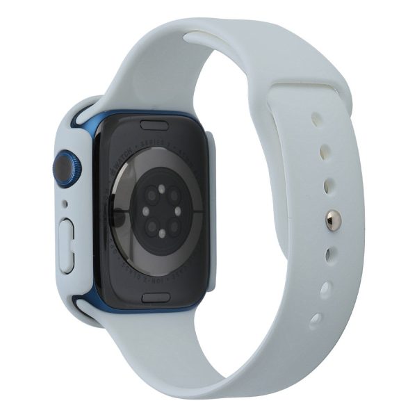 Apple Watch (45mm) silicone watch strap + cover with tempered glass - Light Grey   Size: S   M For Sale