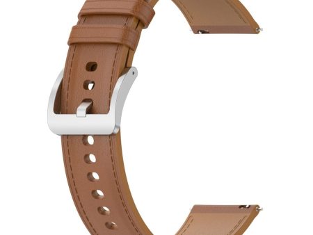 20mm Universal stitching line style cowhide watch strap - Light Brown Cheap